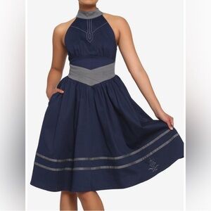 Her Universe Star Wars Ahsoka Tano Cotton Sleeveless Halter Dress. Navy. Small.